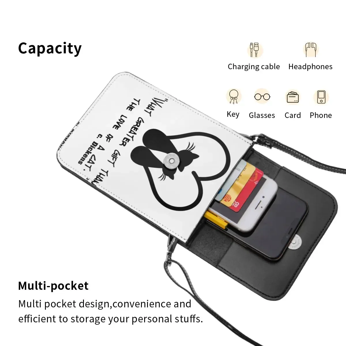 Сумка через плечо Love Of A Cat женская черная сумка для шоппинга с сердцем и любовью