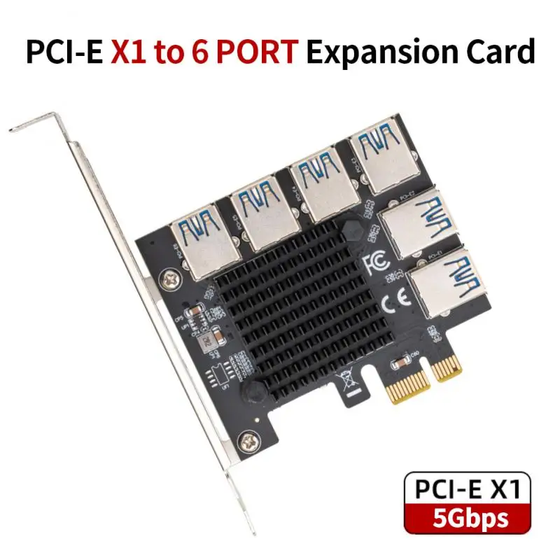 

PCI-E к PCI-E адаптеру 4X 1 к 6 PCI-Express слот 1x к 6x USB3.0 специальный переходник-карта PCIe преобразователь для майнера BTC Minin