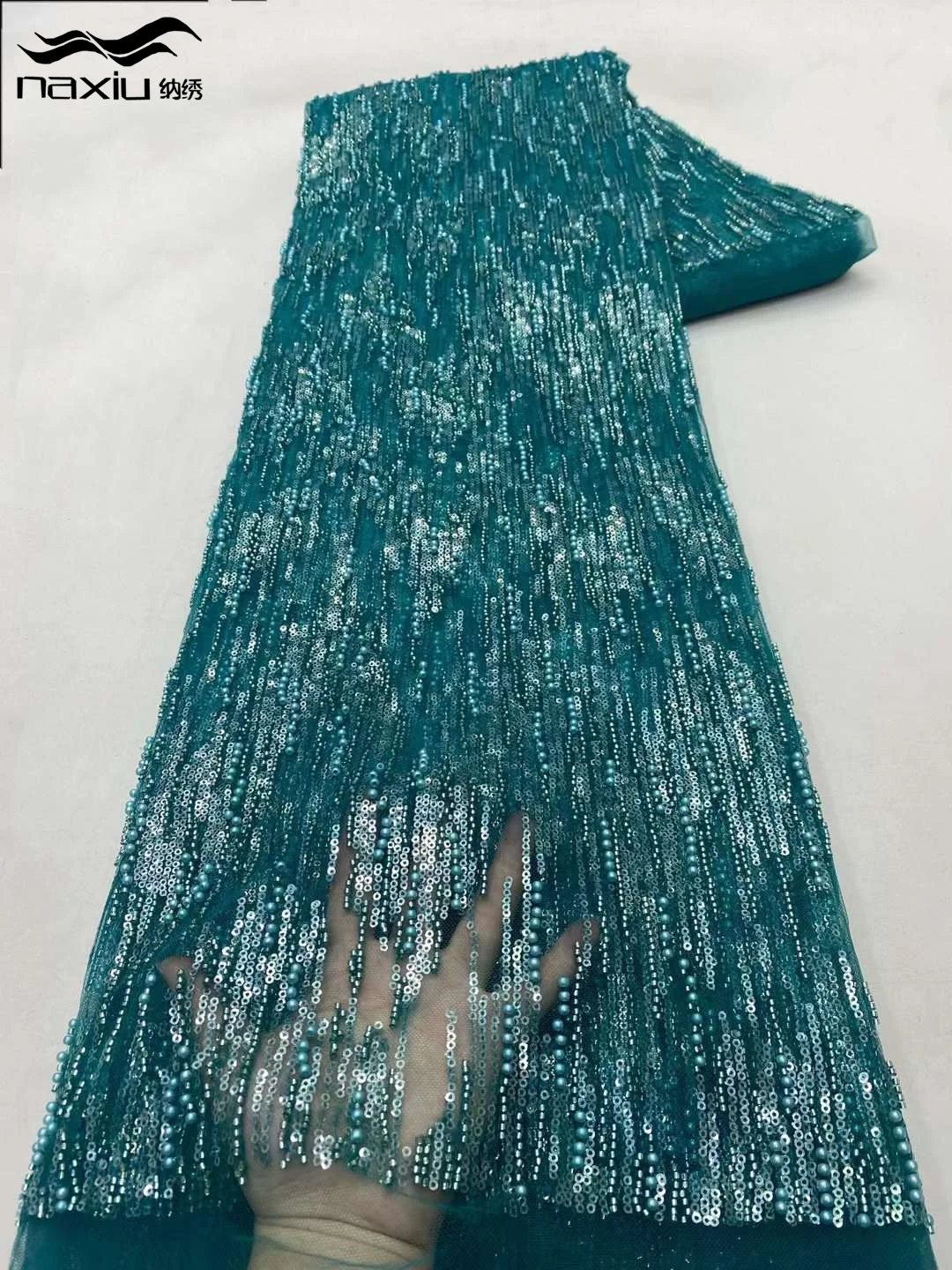 Роскошные африканские бусины Madison Coffee сетчатая кружевная ткань 2024 нигерийские