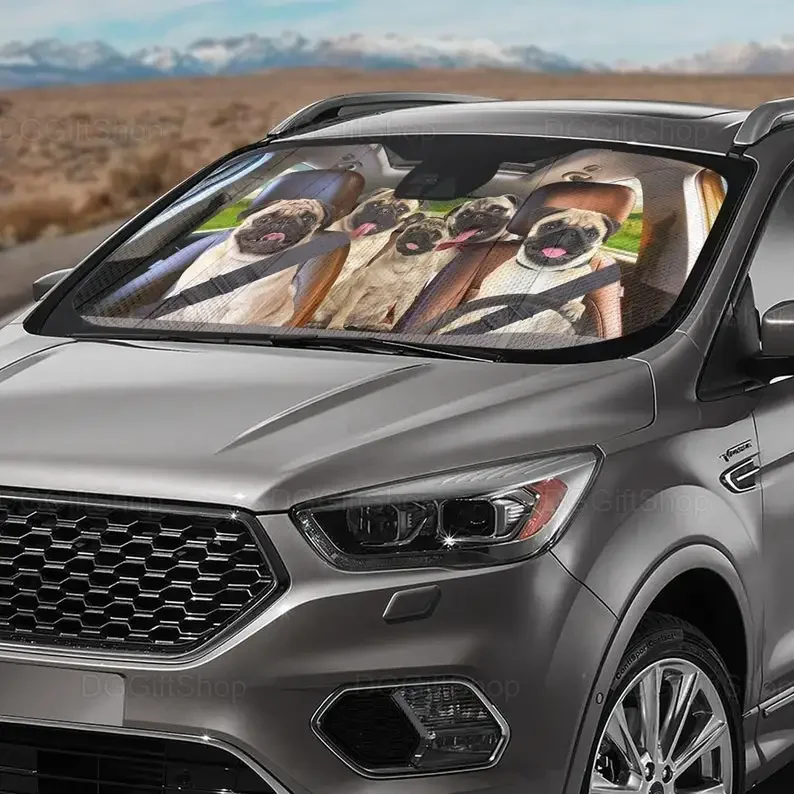 Автомобильный солнцезащитный козырек подарок для Него забавный от мопса декор