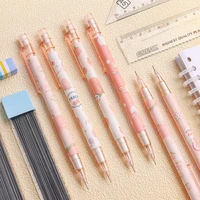 2pcs 0 5mm mechanical pencils kawaii cute peach automatic pencils non sharpening pens school office supplies korean stationery