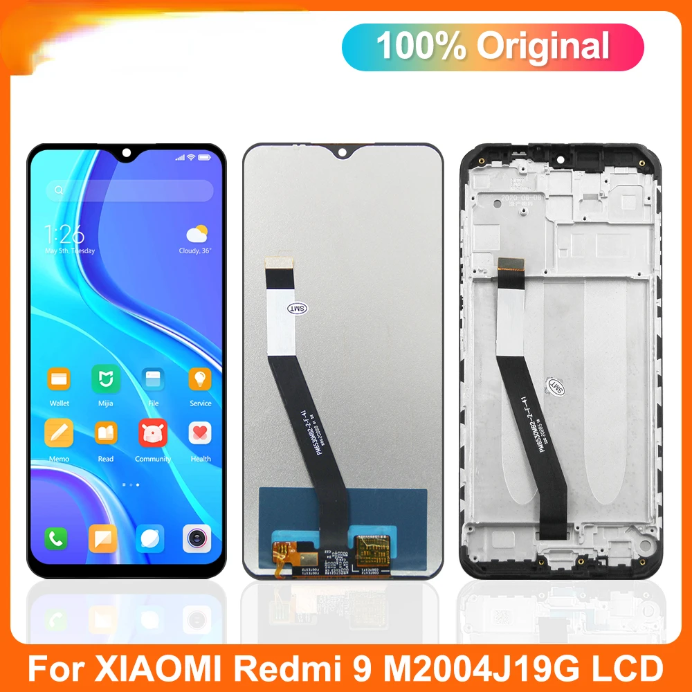 Original Screen for Xiaomi Redmi 9 LCD Display Screen Touch Digitizer Assembly For M2004J19G, M2004J19C LCD Repair Parts