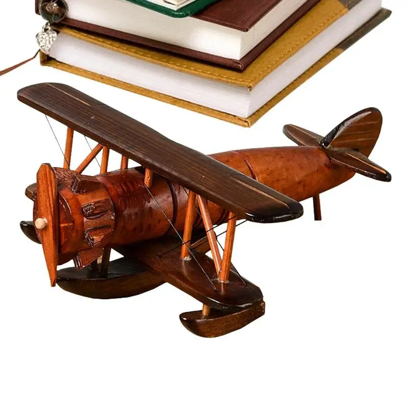 

Simple Retro Wooden Airplane Ornament Home Desktop Cafe Bar Theme Aircraft Model Decoration Creative Crafts Boy's Birthday Gifts