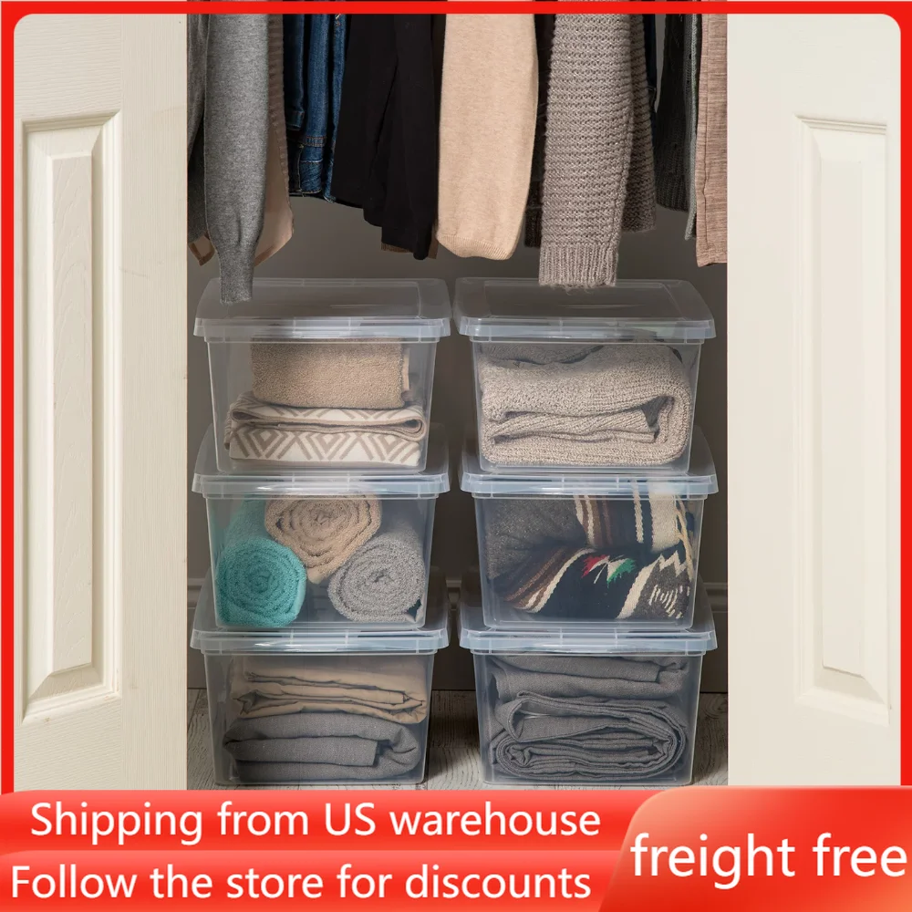 

Plastic Stackable Closet Storage Box - Clear - Set of 6 Free Shipping Organizer Boxes for Bedroom Things for the Home Organizers
