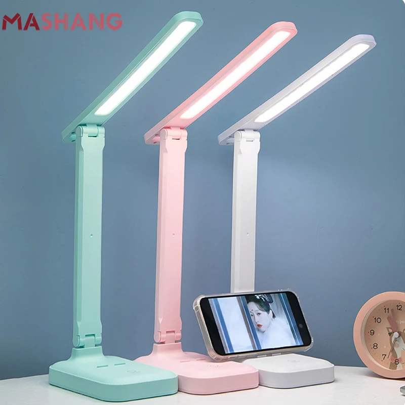 

Simple Foldable Table Lamp Led Rechargeable Study Lamp 3 Colors Stepless Dimmable Led Desk Reading Lamp Touch Switch Night Light