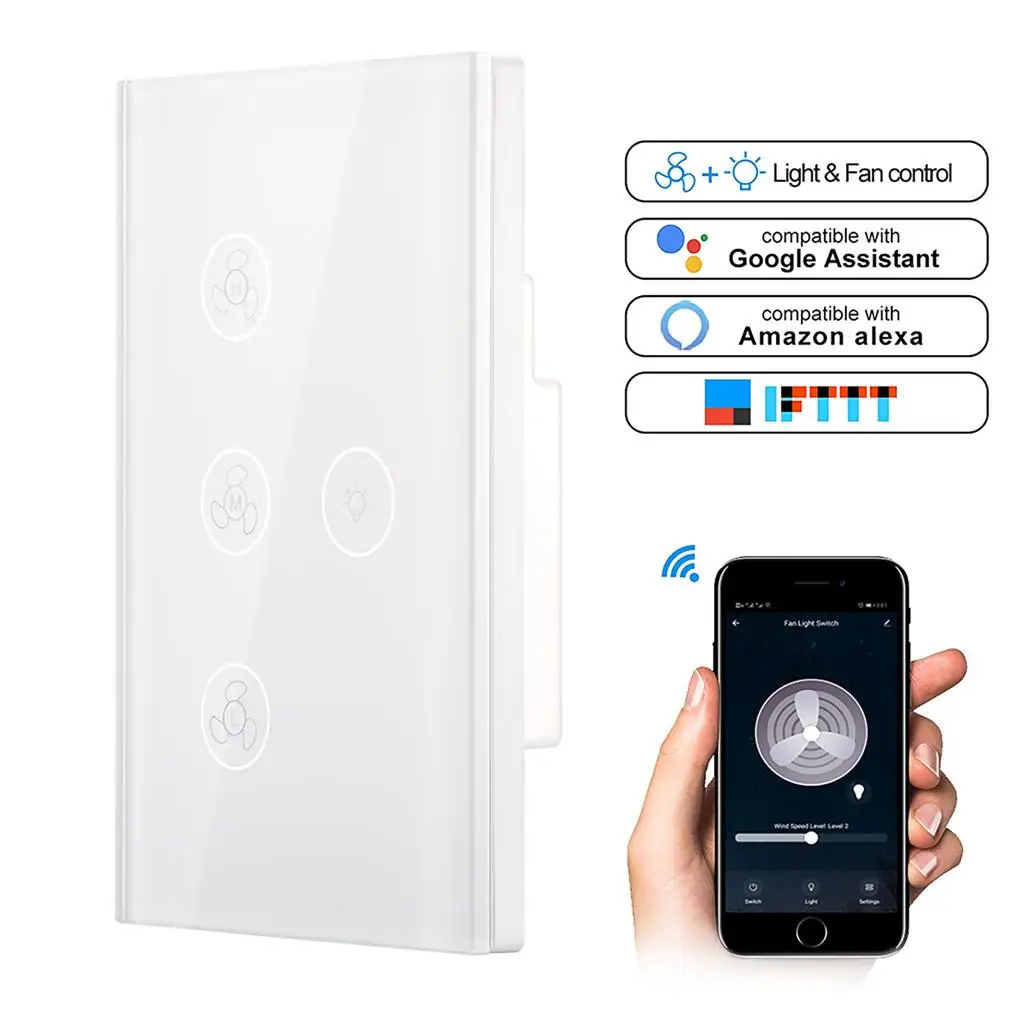 

Smart Wifi Switch for Fan Light Compatible for Alexa Google Home Smart Life App Control