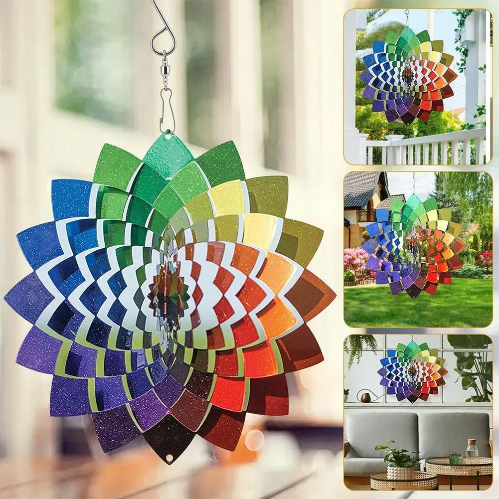 

Garden Decor 2022 Hot Selling 8-inch 3D Three-dimensional Rotating Wind Home Chimes Metal Steel S4D8