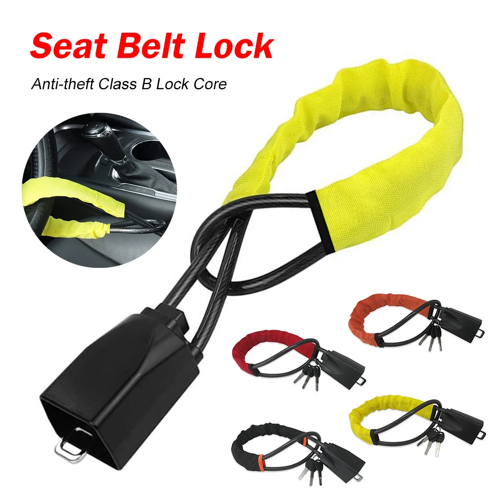 

Car Steering Wheel Lock Universal Seat Belt Anti-Theft Lock With 2 Keys Anti-theft Device For Most Cars SUV Car Accessories