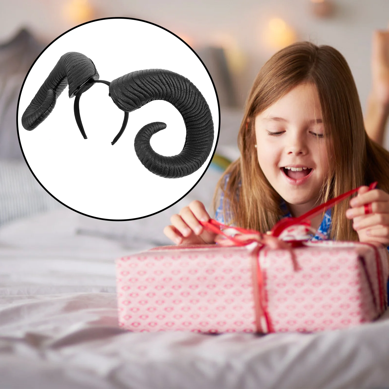 Повязка на голову Хэллоуин детский обруч для макияжа рог 23x20 см креативная