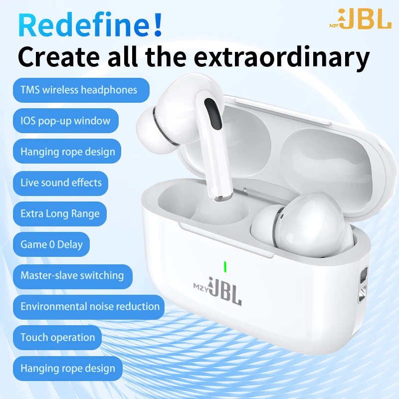 

mzyJBL True Wireless Earbuds Bluetooth5.3 Headphones Waterproof Sport Earphones ANC Touch Control Headset Built-in Mic For Phone