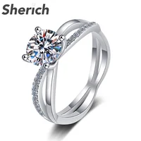 Sherich 2022 New Hot Sale 1ct Moissanite S925 Sterling Silver Charm Fashion Four Claws Rings Women's Brand Fine Jewelry кольцо