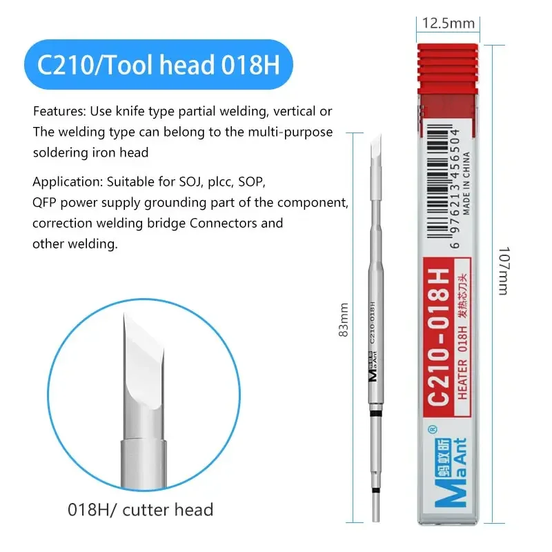

Наконечники паяльника MaAnt C210 для паяльной станции JBC/I2C/Jabe/SUGON, сварочный наконечник, Быстрое нагревание, фотоэлектрическая головка для сварки SMD