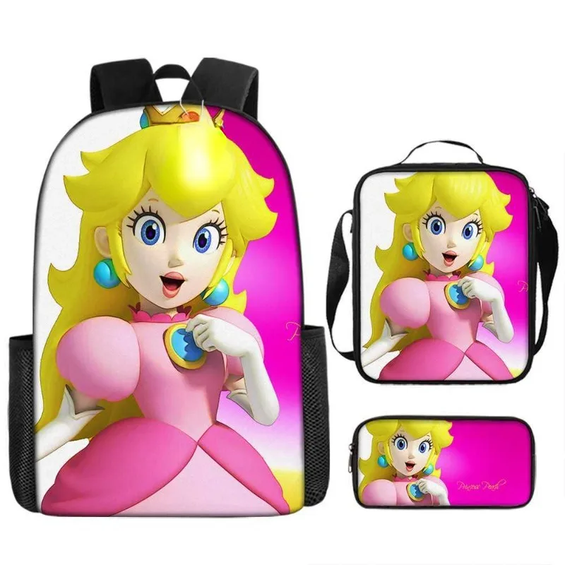 

Рюкзак для девочек начальной школы Super Mario Bros, милый мультяшный персик, новая анимационная игра, креативный персональный рюкзак для учеников начальной школы