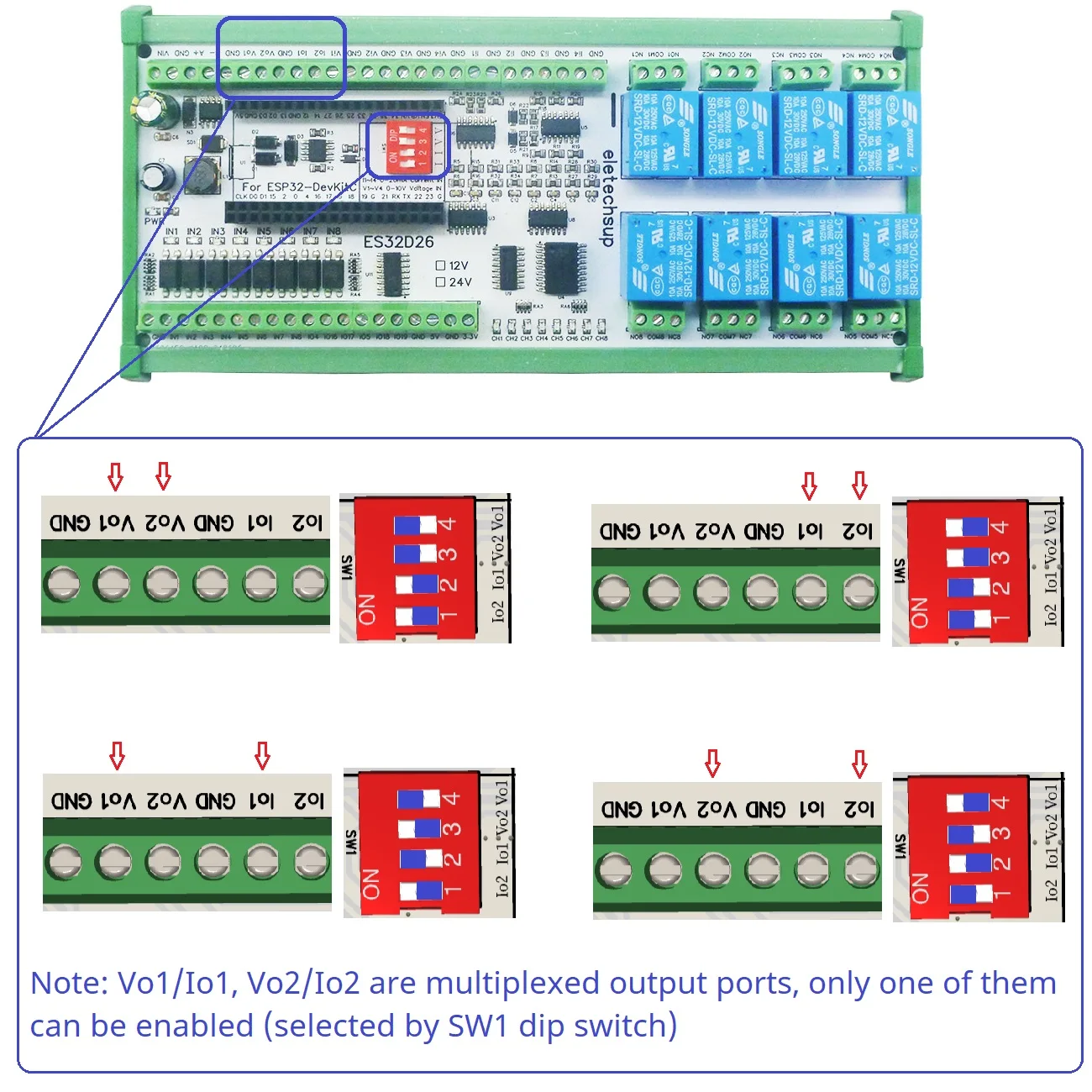 Сетевая релейная плата 2AO-8AI-8DI-8DO ESP32 цифровой модуль для Smart Switch IOT простой ПЛК 4-20