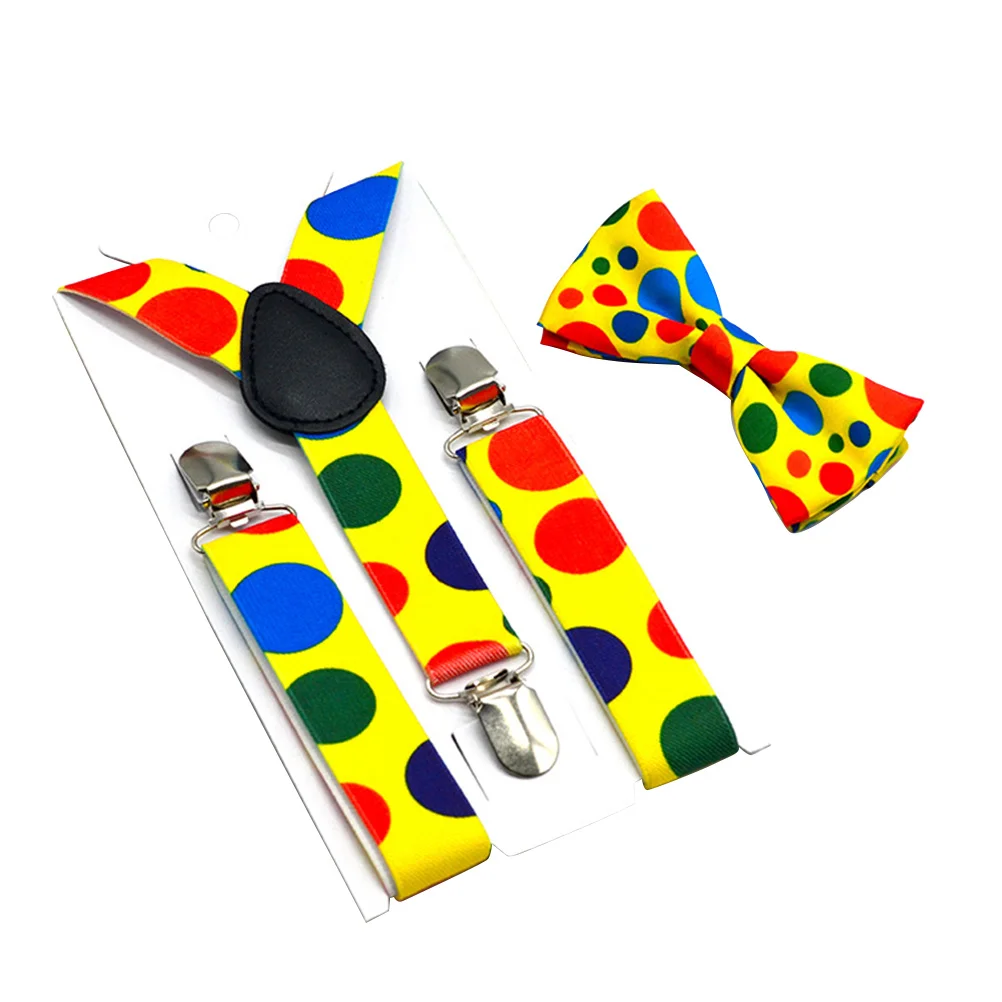 

Polka Dot Bow Tie Belt Cosplay Clown Suspender Kids Suits Boys Suite Metal Work Costume