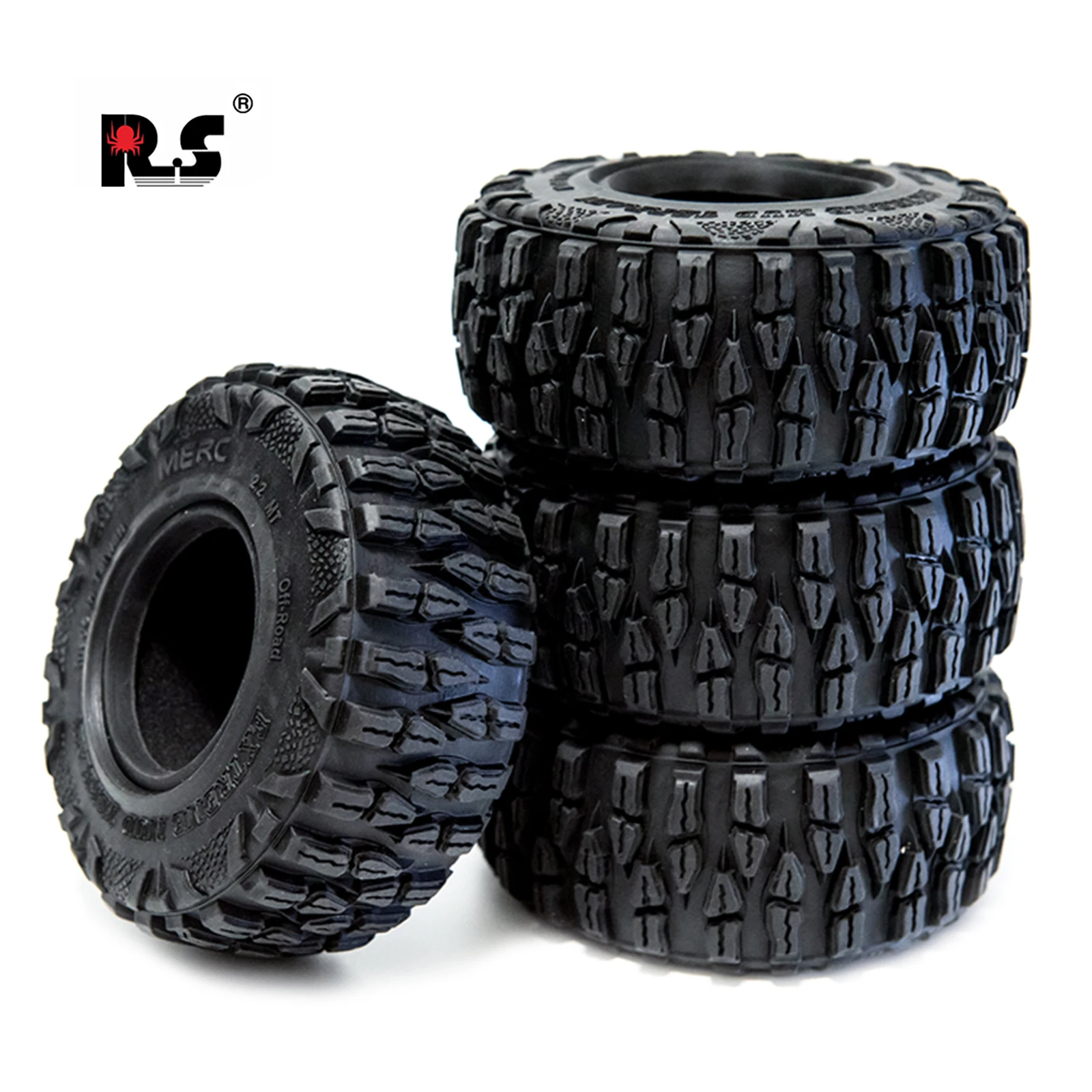 

RS RC 4PCS 2.2 Rubber Mud Grappler Tires 120*43MM for 1:10 RC Rock Crawler Axial SCX10 SCX10 II 90046 90047 TRX-4 TRX4