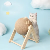 wear resistant solid wood vertical cat toy cat grinding paw special device sisal cat scratching ball