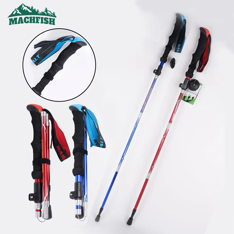 

MachFish Ultralight Folding Multifunction Trekking Pole Portable Anti Shock Alpenstock Walking Outdoor Climbing Hiking Stick
