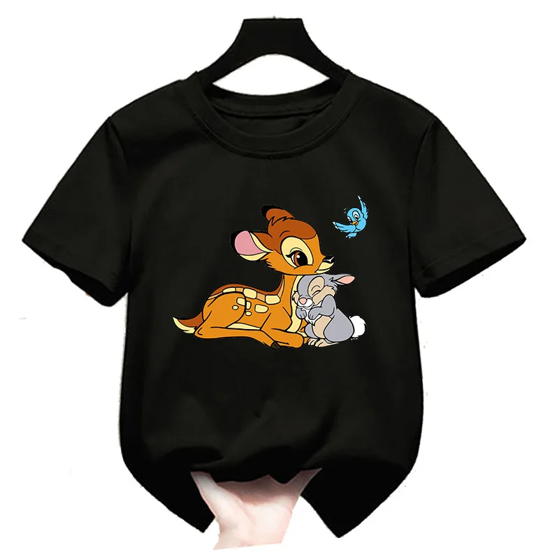 

Boys Girls T-shirt quick dry Fawn Bambi Cartoon Printing clothing Disney Kawaii girl T-shirt kids Oversized T-shirt Children Top