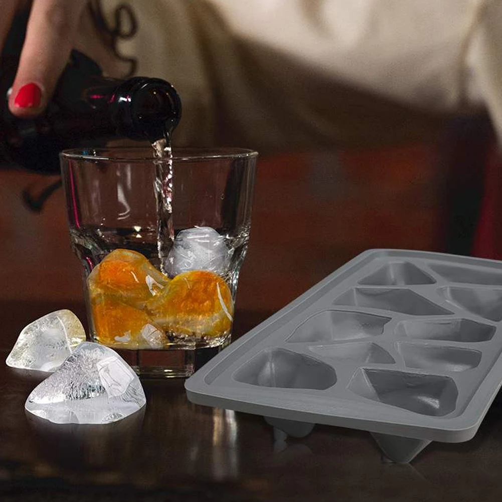 

10 Holes Silicone Ice Cube Tray Mold Kichen Summer Mould Easy-Release Fruit Maker Whiskey Cocktail Pudding Ice Cream Bar Tool