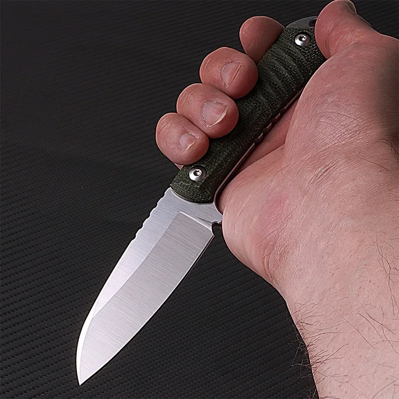 Прямая поставка 14C2 8N стальной льняной ручкой Походный нож с фиксированными