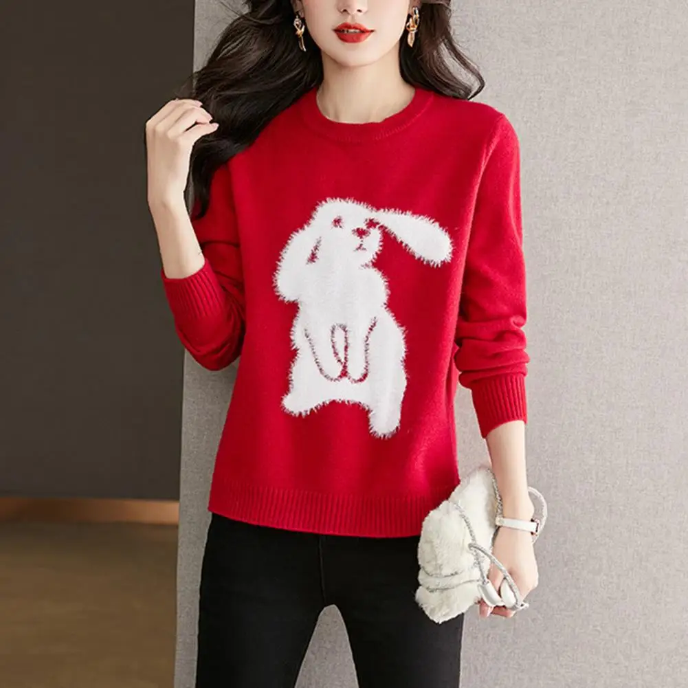 

Женский вязаный свитер с круглым вырезом, с длинным рукавом