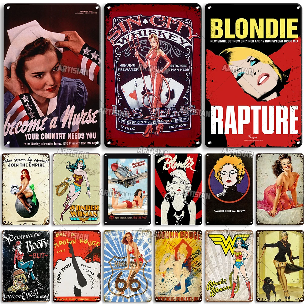 

Металлический постер ARTISIAN Pin Up Girl, Ржавый металлический жестяной знак, настенная пластина для бара, дома, клуба, металлический постер, ретро ...