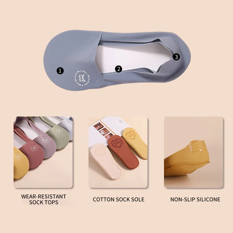MIIOW 5Pairs Anti-odor Invisible Women's Socks Summer Non-slip Silicone Ring Ankle Sock Woman Breathable Ladies Low Boat Socks