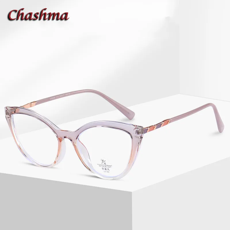 

Chashma Women Prescription Glasses Cat Eye Spring Hinge Frame Optical Eyewear Spectacles Fashion Anti Blue Ray Degree Lenses