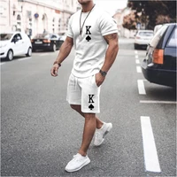 2022 summer new tracksuit men casual sports set k solid color plaid short sleeved shorts sets mens fashion 2 piece sportswear