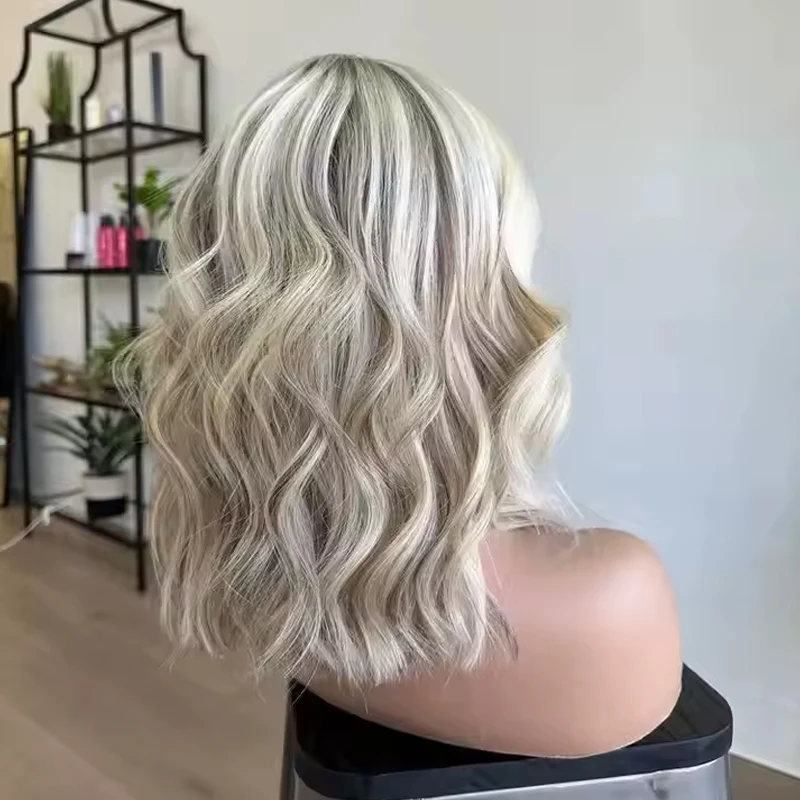 Натуральный хайлайтер цветной кружевной парик из синтетических волос