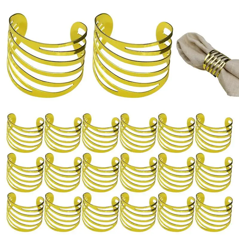 

Набор золотых колец для салфеток 20 шт., держатель для салфеток для украшения стола, золотые держатели для салфеток на годовщину, обеденные салфетки, золотые осени