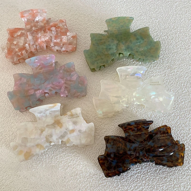 Женские ацетатные заколки для волос с бантом и зажимом в виде акулы