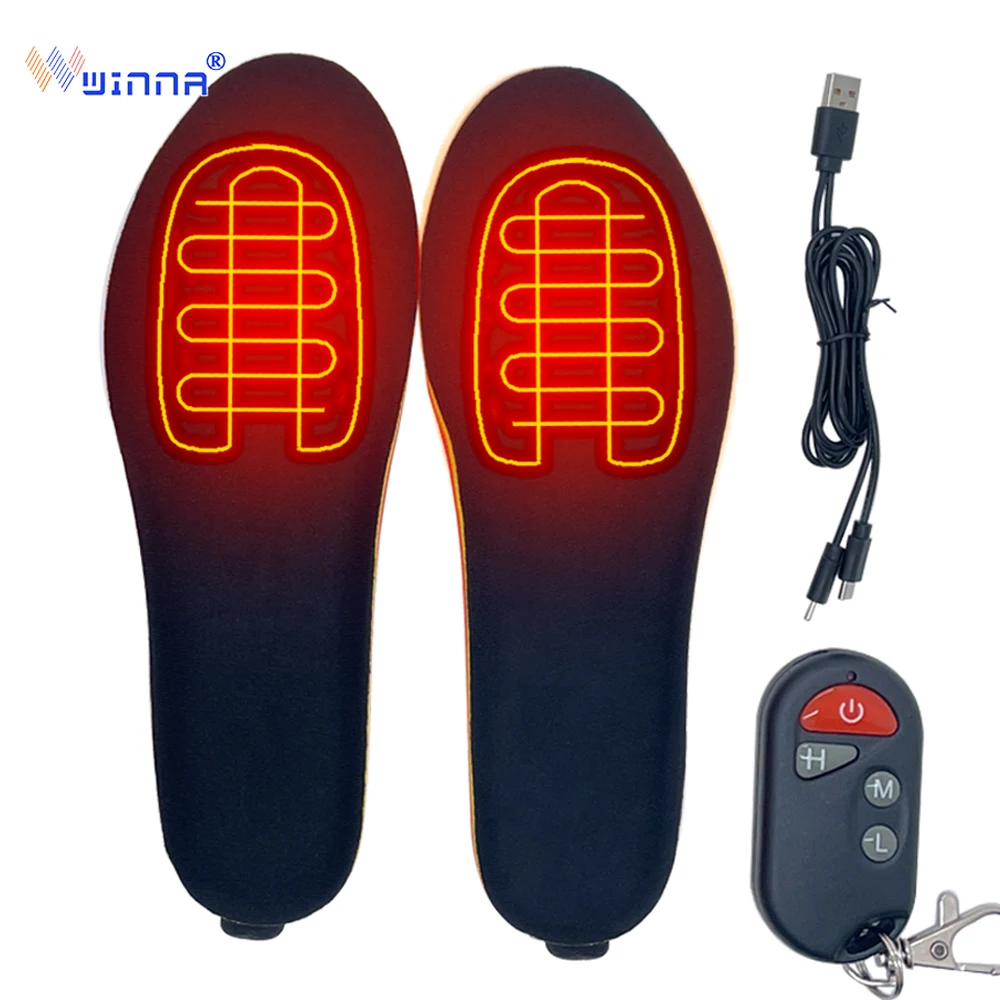

USB Heated Insoles heating winter Wireless Intelligent Remote Control Winter Spring Warm thermal insole Cut to Fit Unisex
