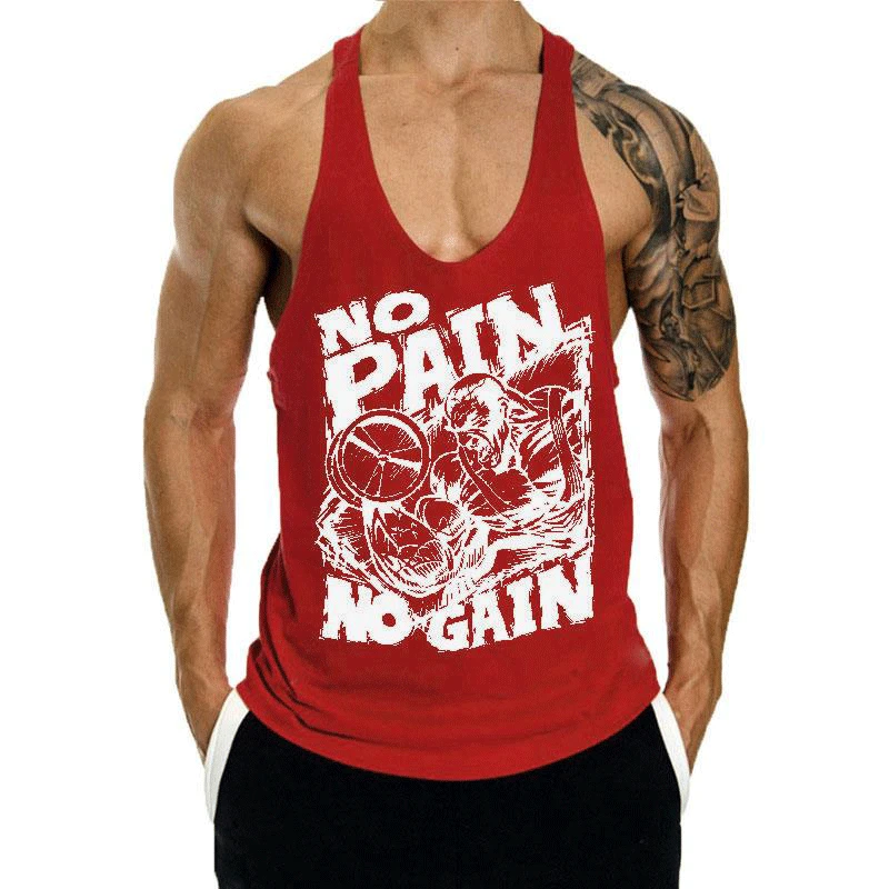 

8 Colors Men Printed Graphic Tank Top 95% Cotton 5% Spandex Stretch Undershirt Male Daily Casual Summer Clothing Vest Gym Tops