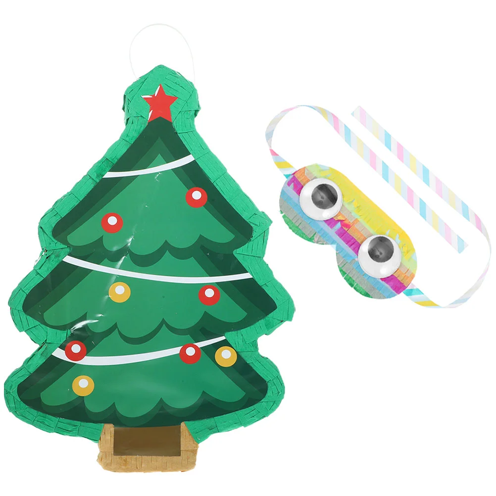 

1 Set Christmas Tree Shaped Pinata Candy Filled Photo Prop with Paper Blinder