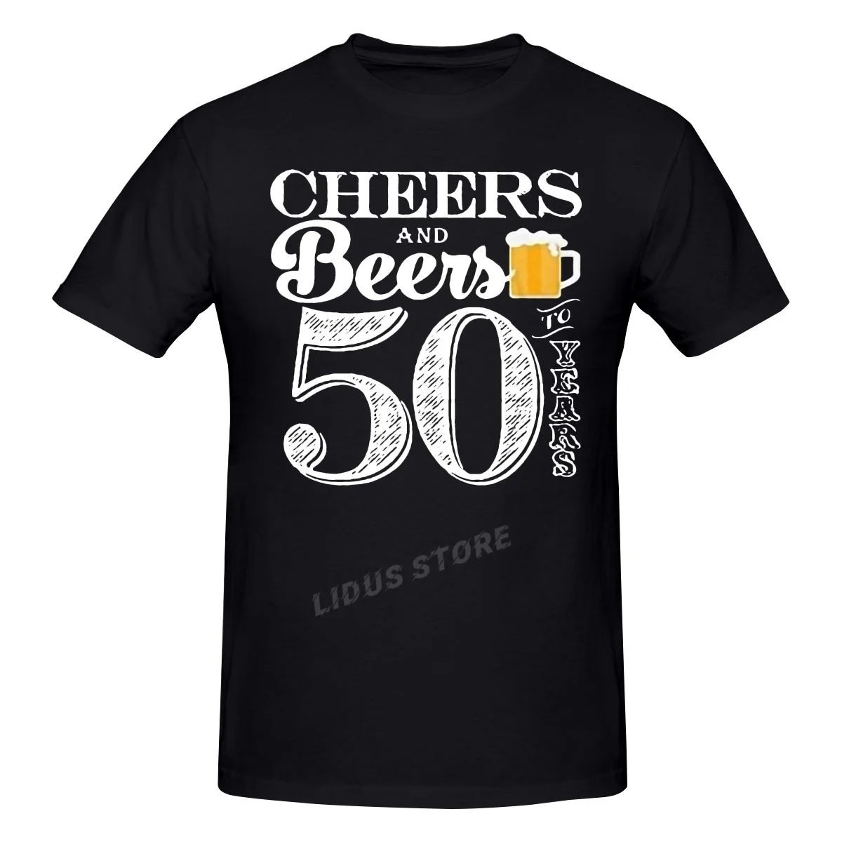 

Cheers And Beers To My 50 Years Unisex T shirt Harajuku Short Sleeve T-shirt 100% Cotton Graphics Tshirt Brands Tee Top
