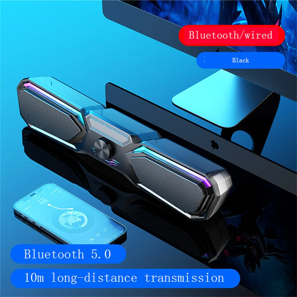 

Мультимедийный RGB-динамик, умный беспроводной Bluetooth-динамик, настольный динамик для ТВ/со светодиодным цветным мигающим освещением