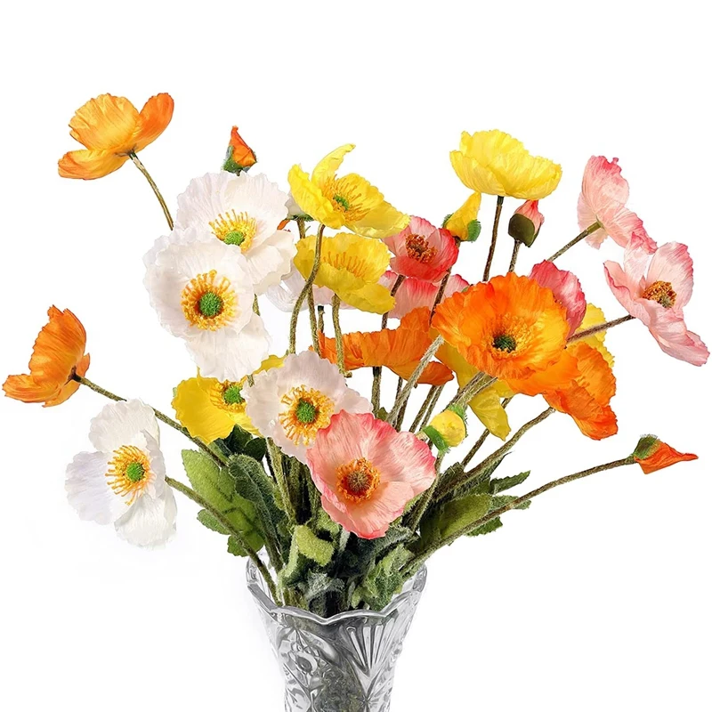 

8 Pack Artificial Flowers Silk Poppy Flowers For Home Decor Bouquet Wedding Party Faux Flower, Flower Arrangement