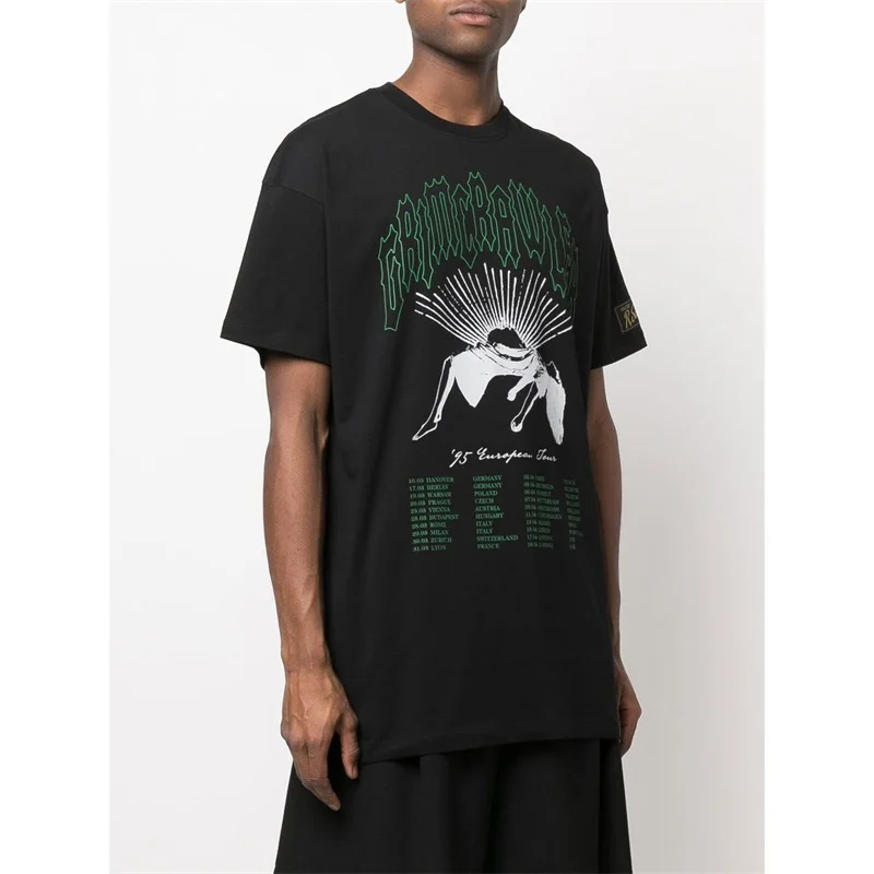

Raf Simons New Monogrammed Cotton Turtleneck High Quality Short Sleeve T-Shirt Black S-XL