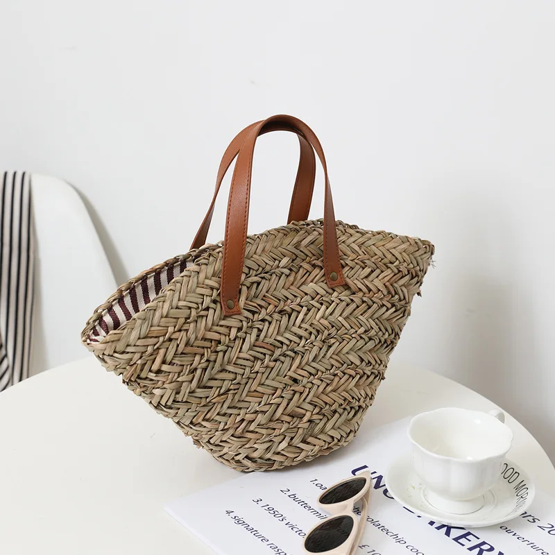Summer Large Woven Straw Bag Tote Women Shoulder Bag Luxury Brands Rattan Beach Bags Bohemian Travel Shopper Purse Handbag 2022
