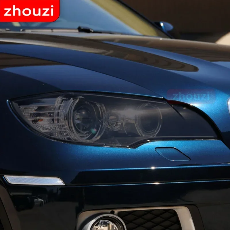 Фото Для BMW X6 M E71 2008-2014 оттенок фар автомобиля черная защитная пленка передняя фара прозрачная наклейка из ТПУ аксессуары 2 шт. №5