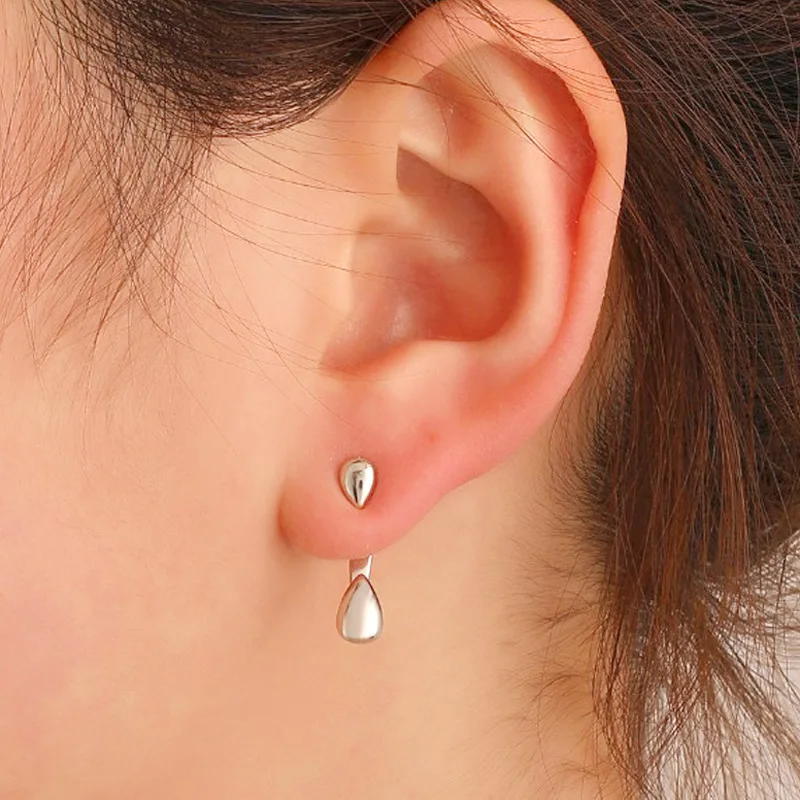 

Trendy Two Ways To Wear Teardrop Shaped Metal Drop Earrings For Women Simple Cute Earrings Jewelry