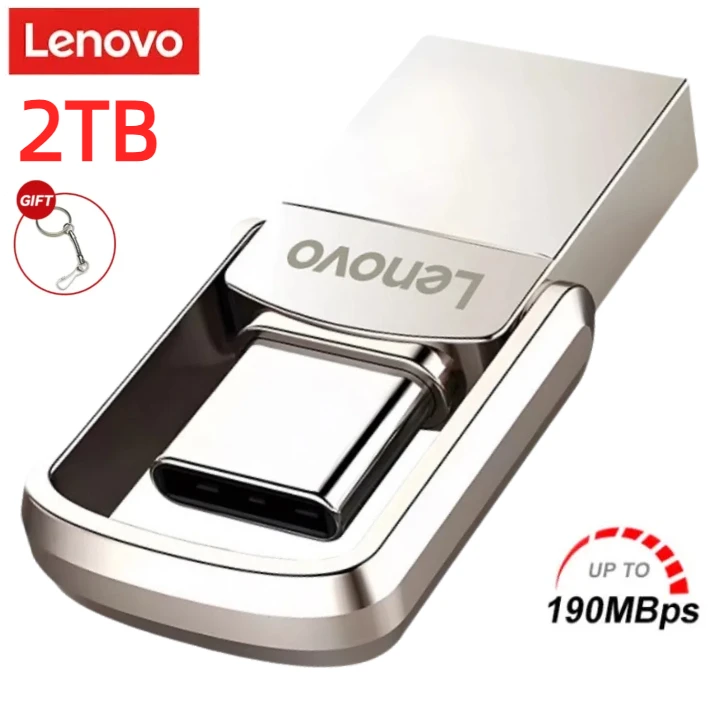 Lenovo 2TB 3.0 USB-флеш-накопитель Type-C USB PenDrive Металлический высокоскоростной