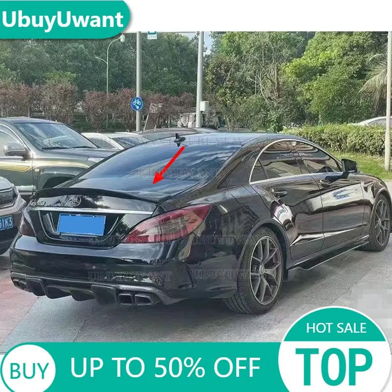 

For Benz CLS Class W218 2011-2016 Spoiler High Quality ABS Plastic Carbon Fiber Look Rear Trunk Wing Car Body Kit Accessories