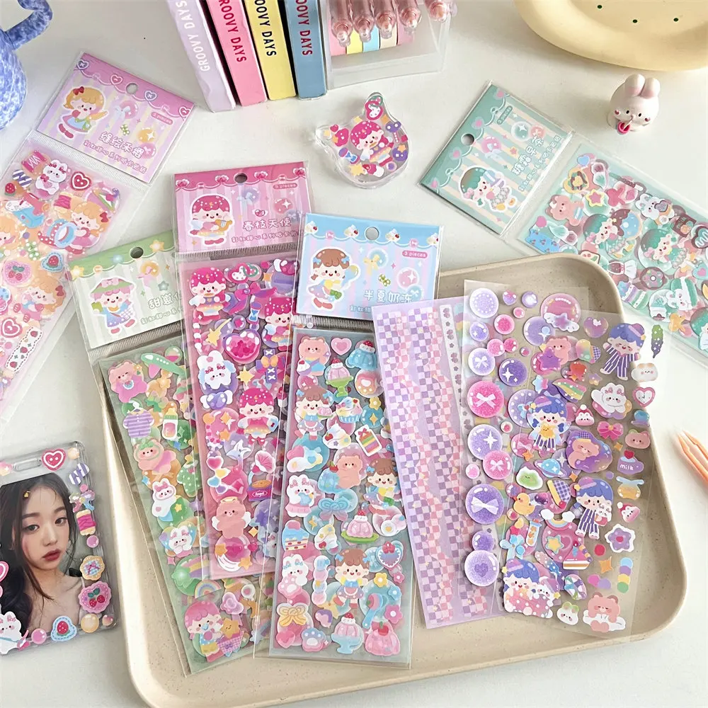 3 листа радуга милая близкая блестящее сердце девушки DIY наклейка