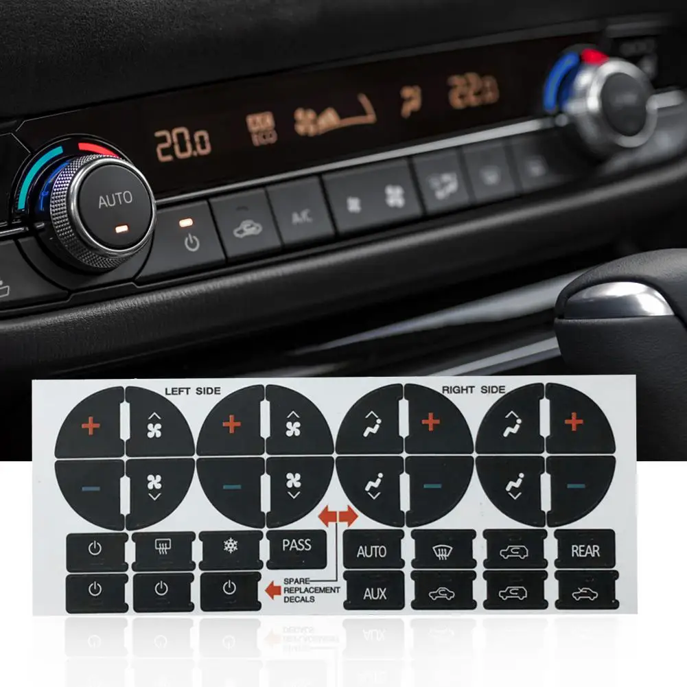 

Наклейка для салона автомобиля s радио + A/C кнопка контроля климат ремонт наклейки стикеры s Универсальная самоклеящаяся внутренняя Кнопка с...