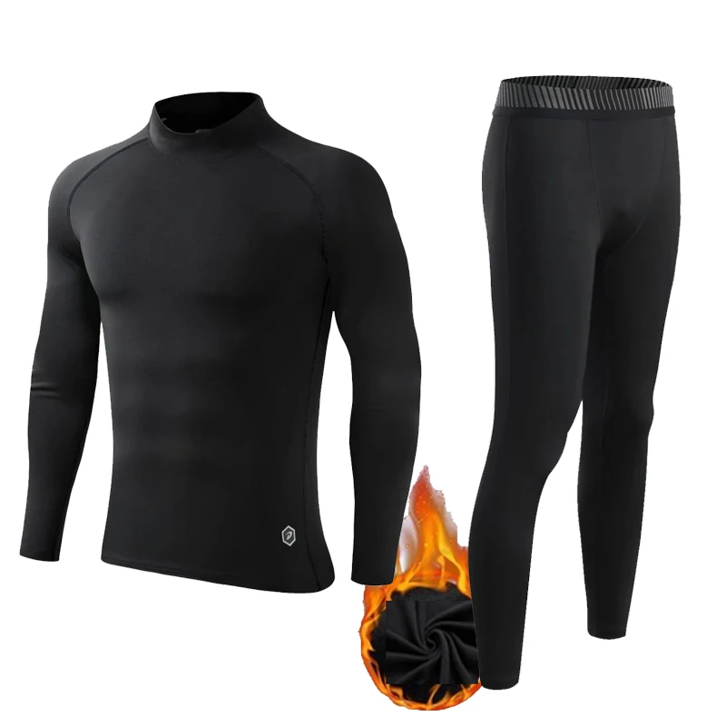 

Thermal underwear Shirt Mens Bottom Winter Fleece Second Skin Compression Kids Lndoor Thermal Underwear Turtleneck first layer