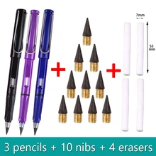 17pcs/Set Infinity Pencils No Sharpening Eternity Pencils No Ink Kawaii Unlimited Pens Art Supplies School Stationery Nib Eraser