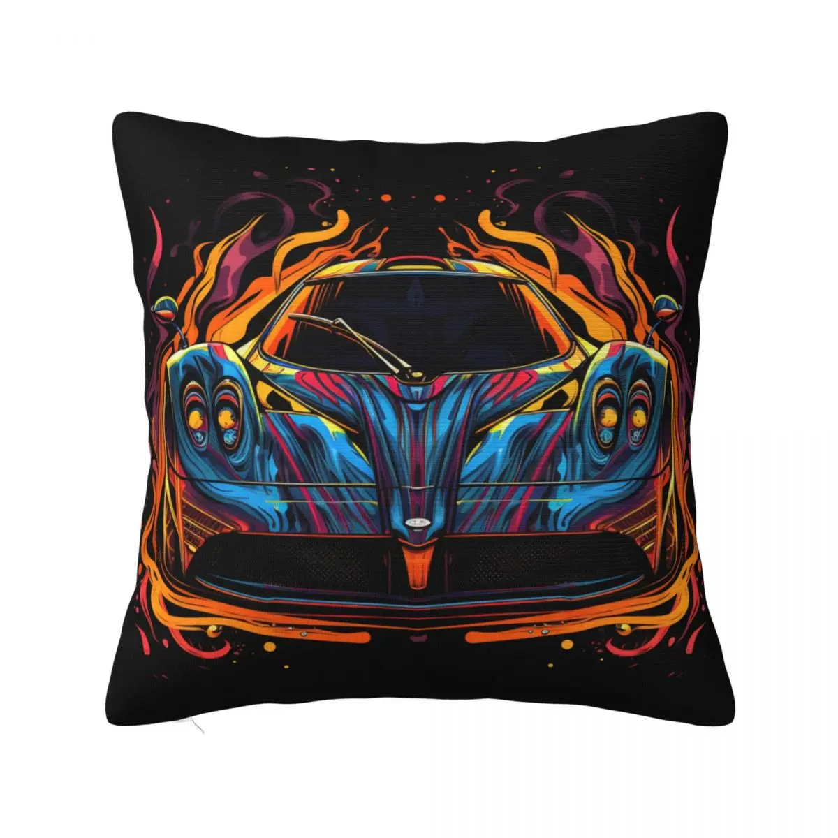 

Speed Sports Car Pillow Case Vintage Vibrant Tones Polyester Bed Pillowcase Zipper Summer Retro Cover